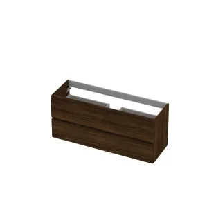 INK Washbasin cabinet wooden strip - 2 drawers - Handleless - 120x40x52 cm - Copper oak