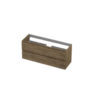 INK Washbasin cabinet wooden strip - 2 drawers - Handleless - 120x40x52 cm - Natural oak