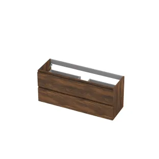 INK Washbasin cabinet wooden strip - 2 drawers - Handleless - 120x40x52 cm - Walnut