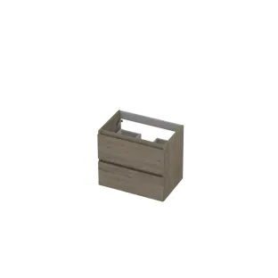 INK Washbasin cabinet wooden strip - 2 drawers - Handleless - 60x40x52 cm - Greige oak