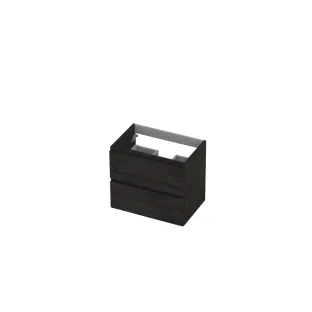 INK Washbasin cabinet wooden strip - 2 drawers - Handleless - 60x40x52 cm - Charcoal oak