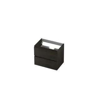 INK Washbasin cabinet wooden strip - 2 drawers - Handleless - 60x40x52 cm - Intense oak