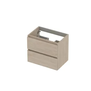 INK Washbasin cabinet wooden strip - 2 drawers - Handleless - 60x40x52 cm - Ivory oak