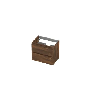 INK Washbasin cabinet wooden strip - 2 drawers - Handleless - 60x40x52 cm - Walnut