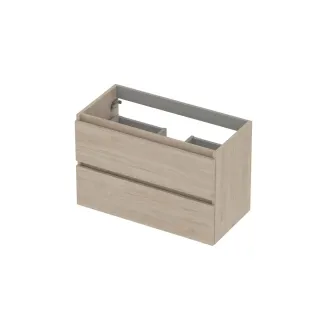 INK Washbasin cabinet wooden strip - 2 drawers - Handleless - 80x40x52 cm - Ivory oak