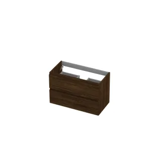 INK Washbasin cabinet wooden strip - 2 drawers - Handleless - 80x40x52 cm - Copper oak