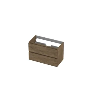 INK Washbasin cabinet wooden strip - 2 drawers - Handleless - 80x40x52 cm - Natural oak