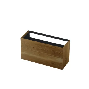 INK washbasin cabinet push to open - 2 drawers - 100x45x65 cm - Solid oak ash grey