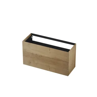 INK washbasin cabinet push to open - 2 drawers - 120x45x65 cm - Veneer Ash grey