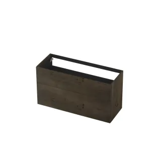 INK washbasin cabinet push to open - 2 drawers - 120x45x65 cm - Veneer Charcoal