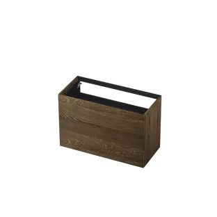 INK washbasin cabinet push to open - 2 drawers - 120x45x65 cm - Solid oak charcoal