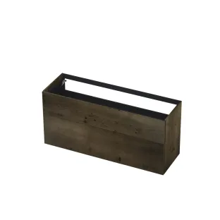 INK washbasin cabinet push to open - 2 drawers - 140x45x65 cm - Veneer Charcoal