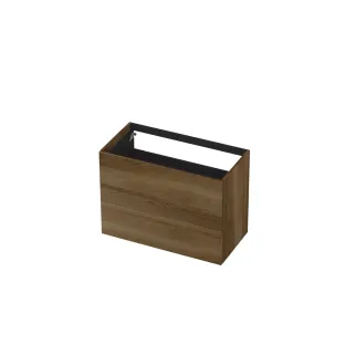 INK washbasin cabinet push to open - 2 drawers - 90x45x65 cm - Solid oak ash grey