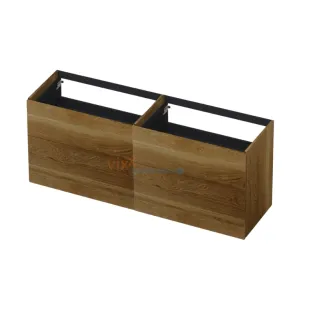 INK washbasin cabinet push to open - 4 drawers - 160x45x65 cm - Solid oak ash grey