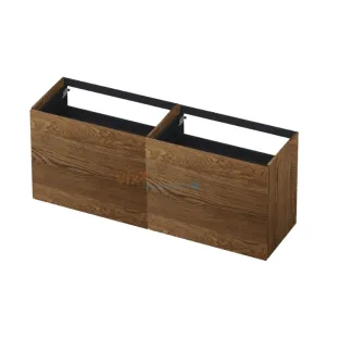 INK washbasin cabinet push to open - 4 drawers - 160x45x65 cm - Solid oak chocolate