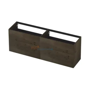 INK washbasin cabinet push to open - 4 drawers - 180x45x65 cm - Veneer Charcoal