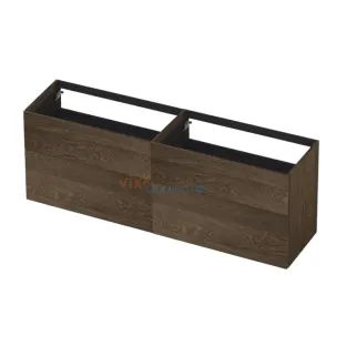 INK washbasin cabinet push to open - 4 drawers - 180x45x65 cm - Solid oak charcoal