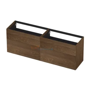 INK washbasin cabinet push to open - 4 drawers - 180x45x65 cm - Solid oak chocolate