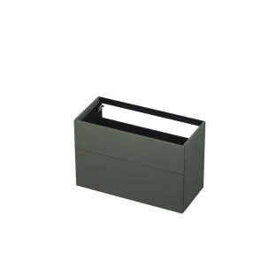 INK washbasin cabinet push to open - lacquered - 2 drawers - 100x45x65 cm - Matt concrete green