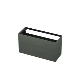 INK washbasin cabinet push to open - lacquered - 2 drawers - 120x45x65 cm - Matt concrete green