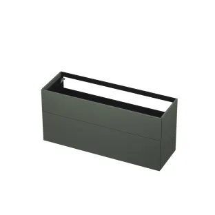 INK washbasin cabinet push to open - lacquered - 2 drawers - 140x45x65 cm - Matt concrete green