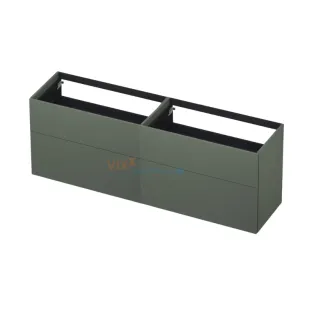 INK washbasin cabinet push to open - lacquered - 4 drawers - 180x45x65 cm - Matt concrete green