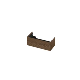 INK washbasin cabinet push to open - horizontally milled - 1 drawer - 100x45x37.6 cm - Solid oak chocolate