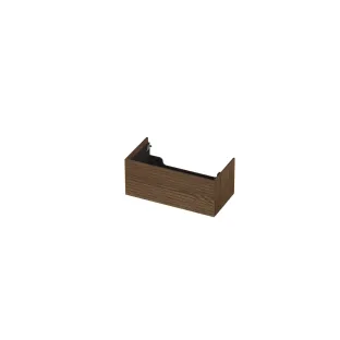 INK washbasin cabinet push to open - horizontally milled - 1 drawer - 90x45x37.6 cm - Solid oak chocolate