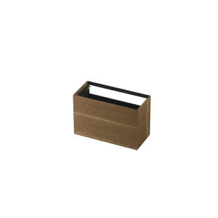 INK washbasin cabinet push to open - horizontally milled - 2 drawers - 100x45x65 cm - Solid oak Aqua