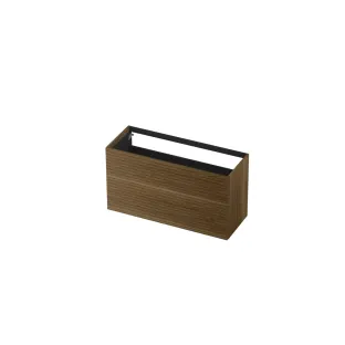 INK washbasin cabinet push to open - horizontally milled - 2 drawers - 120x45x65 cm - Solid oak ash grey