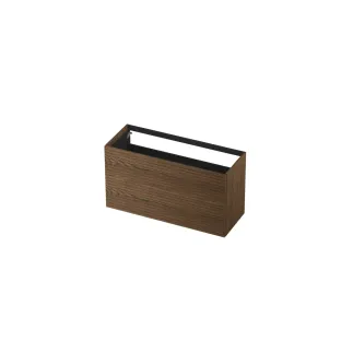 INK washbasin cabinet push to open - horizontally milled - 2 drawers - 120x45x65 cm - Solid oak chocolate