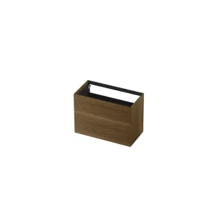 INK washbasin cabinet push to open - horizontally milled - 2 drawers - 90x45x65 cm - Solid oak ash grey