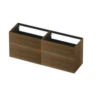 INK washbasin cabinet push to open - horizontally milled - 4 drawers - 160x45x65 cm - Solid oak ash grey