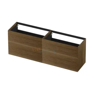 INK washbasin cabinet push to open - horizontally milled - 4 drawers - 180x45x65 cm - Solid oak ash grey