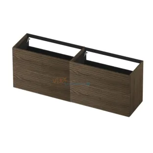 INK washbasin cabinet push to open - horizontally milled - 4 drawers - 180x45x65 cm - Solid oak charcoal