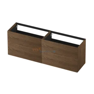 INK washbasin cabinet push to open - horizontally milled - 4 drawers - 180x45x65 cm - Solid oak chocolate