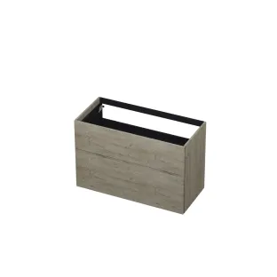 INK washbasin cabinet push to open - wood decor - 2 drawers - 100x45x65 cm - Greige oak
