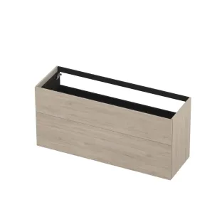 INK washbasin cabinet push to open - wood decor - 2 drawers - 140x45x65 cm - Ivory oak