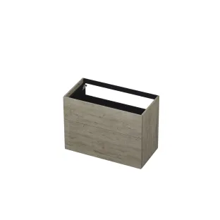INK washbasin cabinet push to open - wood decor - 2 drawers - 90x45x65 cm - Greige oak