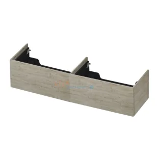INK washbasin cabinet push to open - wood decor - 2 x 1 drawer - 160x45x37.6 cm - Greige oak