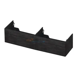 INK washbasin cabinet push to open - wood decor - 2 x 1 drawer - 160x45x37.6 cm - Charcoal oak