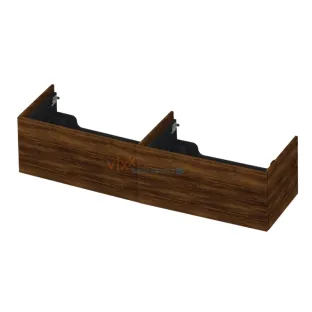 INK washbasin cabinet push to open - wood decor - 2 x 1 drawer - 160x45x37.6 cm - Copper oak