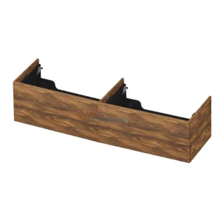 INK washbasin cabinet push to open - wood decor - 2 x 1 drawer - 160x45x37.6 cm - Walnut
