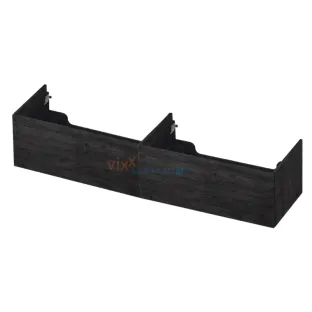 INK washbasin cabinet push to open - wood decor - 2 x 1 drawer - 180x45x37.6 cm - Charcoal oak