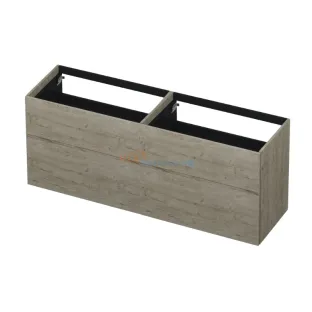 INK washbasin cabinet push to open - wood decor - 4 drawers - 160x45x65 cm - Greige oak