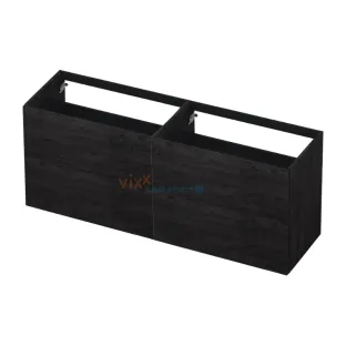 INK washbasin cabinet push to open - wood decor - 4 drawers - 160x45x65 cm - Charcoal oak