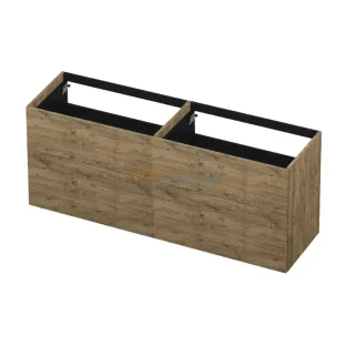 INK washbasin cabinet push to open - wood decor - 4 drawers - 160x45x65 cm - Natural oak