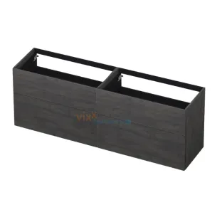 INK washbasin cabinet push to open - wood decor - 4 drawers - 180x45x65 cm - Primeval grey