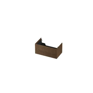 INK washbasin cabinet push to open - vertically milled - 1 drawer - 80x45x37.6 cm - Solid oak chocolate