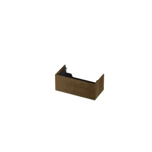 INK washbasin cabinet push to open - vertically milled - 1 drawer - 90x45x37.6 cm - Solid oak ash grey